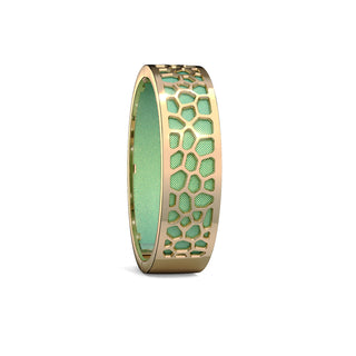 Hexagon Coral Bangle - Palm Tree Green - Gold