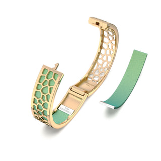 Hexagon Coral Bangle - Palm Tree Green - Gold