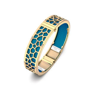 Hexagon Coral Bangle - Peacock Green - Gold