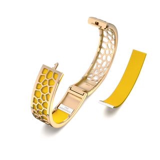 Hexagon Coral Bangle - Pineapple Yellow - Gold