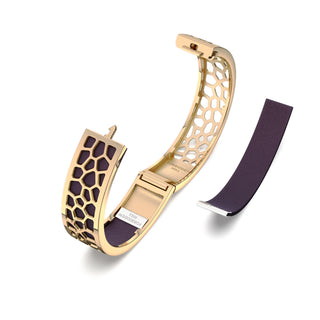 Hexagon Coral Bangle - Deep Plum - Gold