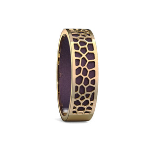 Hexagon Coral Bangle - Deep Plum - Gold