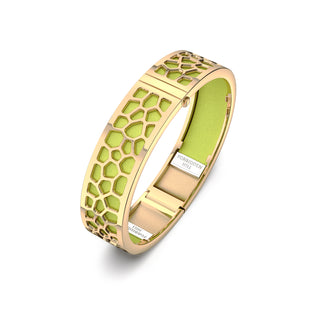 Hexagon Coral Bangle - Pomelo Green - Gold