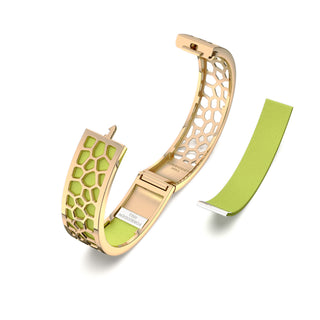 Hexagon Coral Bangle - Pomelo Green - Gold