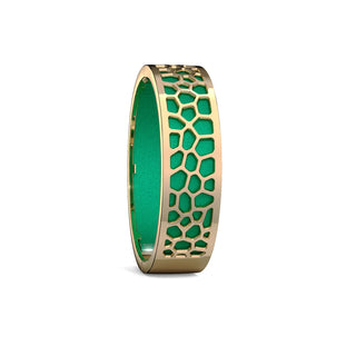 Hexagon Coral Bangle - Python Green - Gold