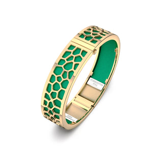 Hexagon Coral Bangle - Python Green - Gold