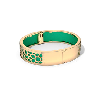 Hexagon Coral Bangle - Python Green - Gold