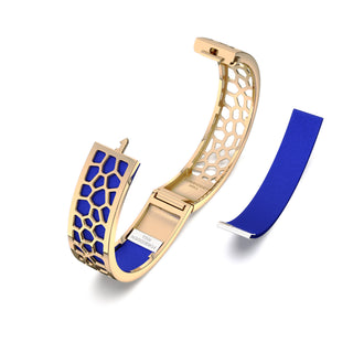 Hexagon Coral Bangle - Royal Blue - Gold