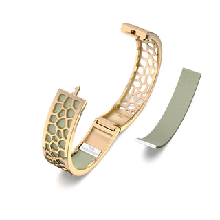 Hexagon Coral Bangle - Shophouse Olive - Gold