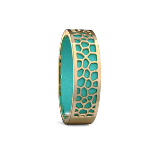 Hexagon Coral Bangle - Shophouse Teal - Gold