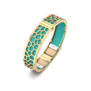 Hexagon Coral Bangle - Shophouse Teal - Gold