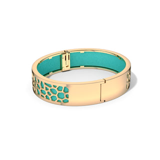 Hexagon Coral Bangle - Shophouse Teal - Gold