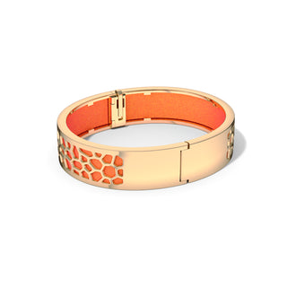 Hexagon Coral Bangle - Sunset Orange - Gold