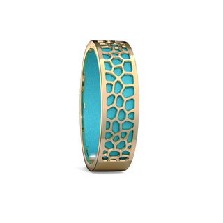 Hexagon Coral Bangle - Turquoise Blue - Gold