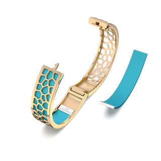 Hexagon Coral Bangle - Turquoise Blue - Gold