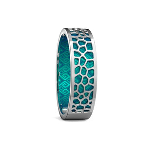 Hexagon Coral Bangle - Andaman Green - Rhodium