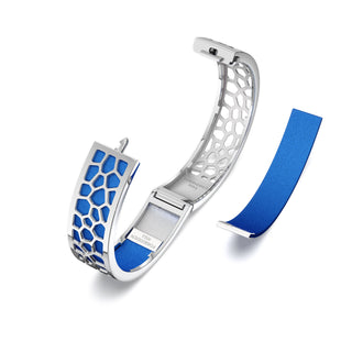 Hexagon Coral Bangle - Celestial Blue - Rhodium