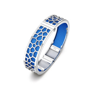 Hexagon Coral Bangle - Celestial Blue - Rhodium