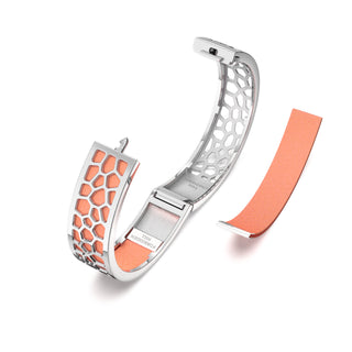 Hexagon Coral Bangle - Crossandra Orange - Rhodium