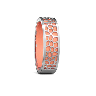 Hexagon Coral Bangle - Crossandra Orange - Rhodium
