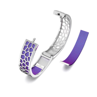Hexagon Coral Bangle - Dawn Mauve - Rhodium