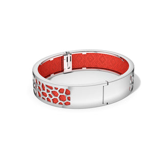 Hexagon Coral Bangle - Dragon Red - Rhodium