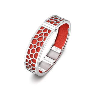 Hexagon Coral Bangle - Dragon Red - Rhodium
