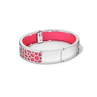 Hexagon Coral Bangle - Dragonfruit Pink - Rhodium