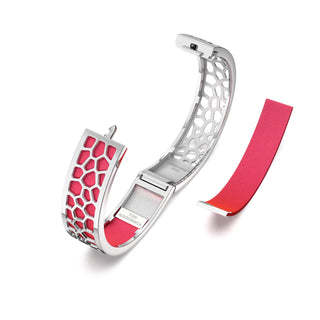 Hexagon Coral Bangle - Dragonfruit Pink - Rhodium