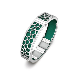 Hexagon Coral Bangle - Emerald Green - Rhodium
