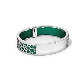Hexagon Coral Bangle - Emerald Green - Rhodium