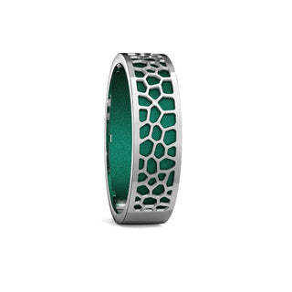 Hexagon Coral Bangle - Emerald Green - Rhodium