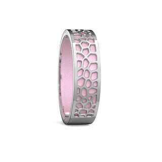 Hexagon Coral Bangle - Frangipani Pink - Rhodium
