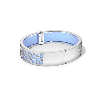 Hexagon Coral Bangle - Gazebo Blue - Rhodium