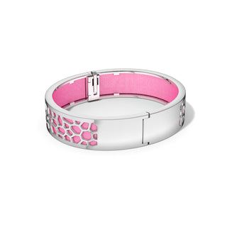 Hexagon Coral Bangle - Guava Pink - Rhodium