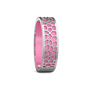 Hexagon Coral Bangle - Guava Pink - Rhodium