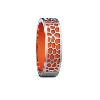 Hexagon Coral Bangle - Lava Orange - Rhodium