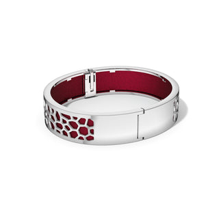Hexagon Coral Bangle - Majestic Ruby - Rhodium