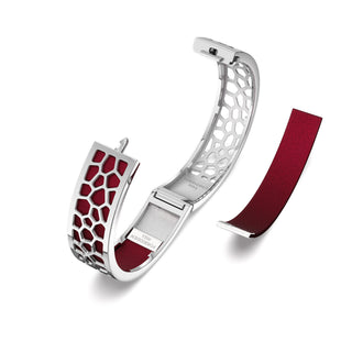 Hexagon Coral Bangle - Majestic Ruby - Rhodium