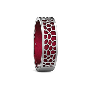 Hexagon Coral Bangle - Majestic Ruby - Rhodium