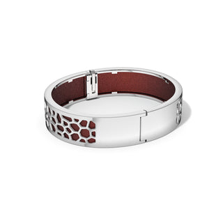 Hexagon Coral Bangle - Mangosteen Red - Rhodium