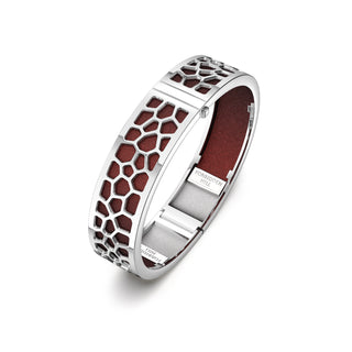 Hexagon Coral Bangle - Mangosteen Red - Rhodium