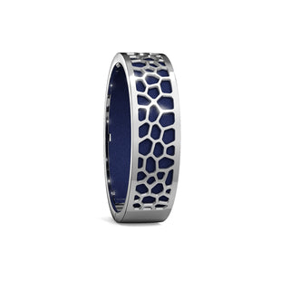 Hexagon Coral Bangle - Midnight Blue - Rhodium