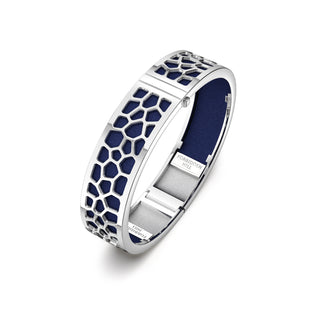 Hexagon Coral Bangle - Midnight Blue - Rhodium