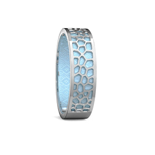 Hexagon Coral Bangle - Mist Blue - Rhodium