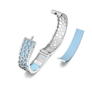 Hexagon Coral Bangle - Mist Blue - Rhodium