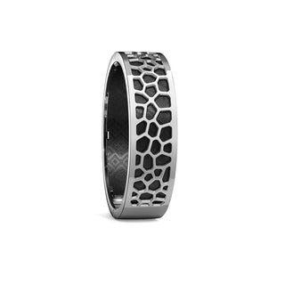 Hexagon Coral Bangle - Obsidian Black - Rhodium