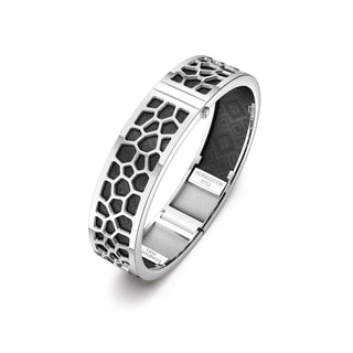 Hexagon Coral Bangle - Obsidian Black - Rhodium