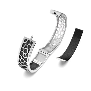 Hexagon Coral Bangle - Obsidian Black - Rhodium
