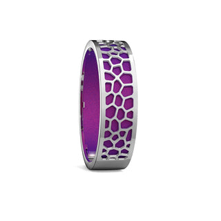 Hexagon Coral Bangle - Orchid Purple - Rhodium